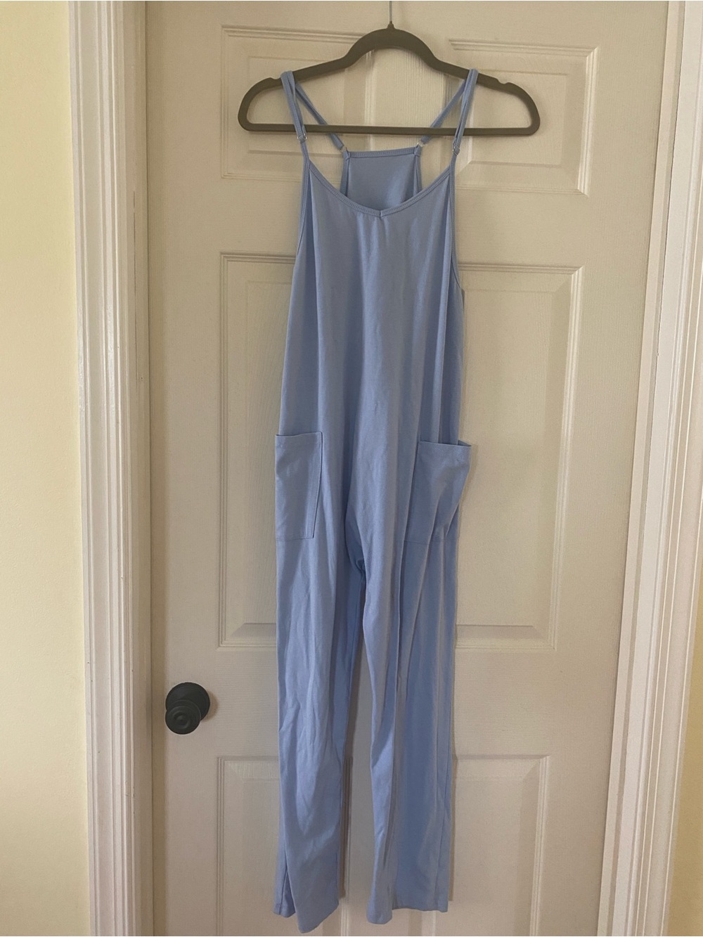 SHEIN Light Blue Strappy Wide-Leg Jumpsuit with Pockets
